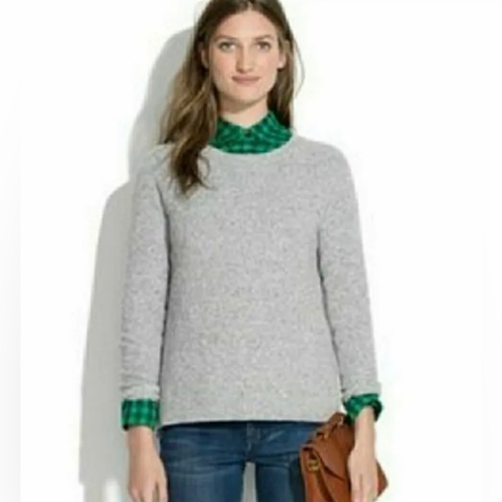 MADEWELL Leaf Stitch Gray Lightweight Crewneck Sweater Style 03421 Women's Small - Picture 7 of 7